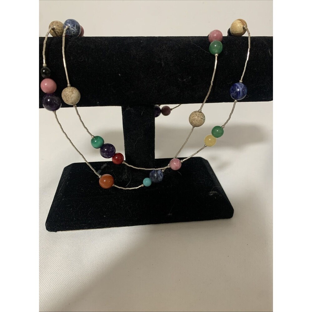 Carolyn Pollack 925 Liquid Sterling Beads Polish Stone Beads Necklace 16-17 Inch - Picture 5 of 9